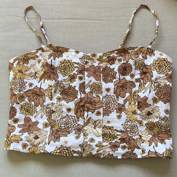 C & C California Linen Floral Top Size 8 - Picture 2 of 12